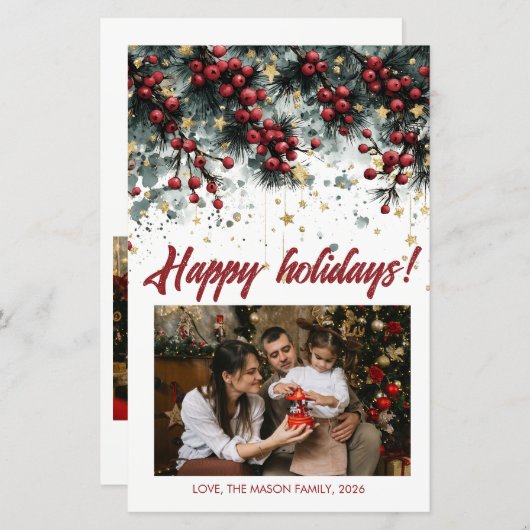 Personalized Happy Holidays Card Design (Front/Back)