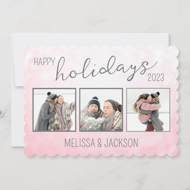 Personalized Happy Holidays Card with Photos (Front)