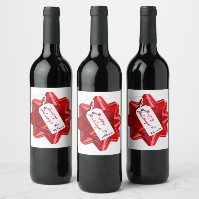 Personalized Happy Holidays Christmas Wine Label (Bottles)