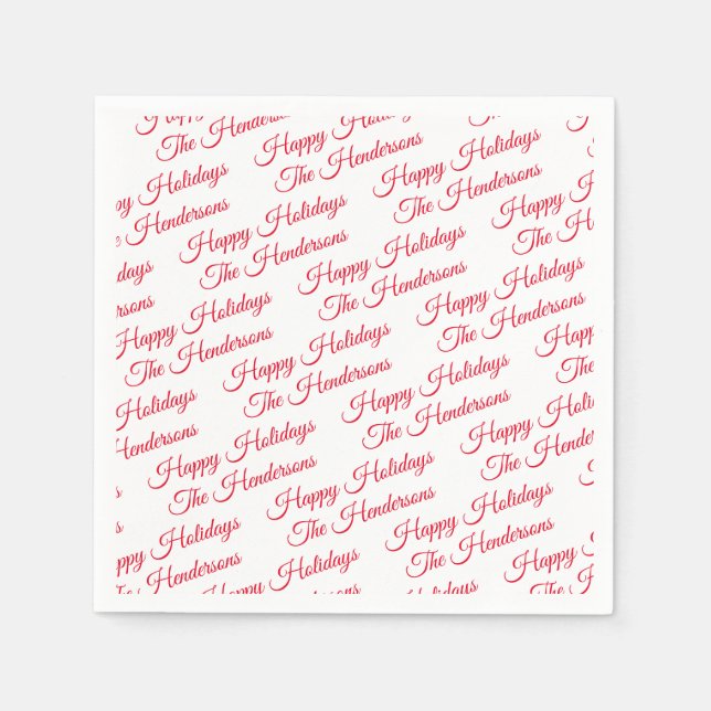 Personalized Happy Holidays Napkins (Front)