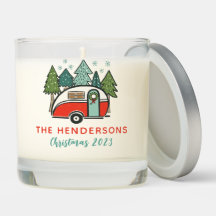 Personalized Happy Holidays Red Camper Christmas