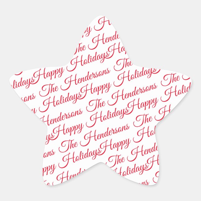 Personalized Happy Holidays Star Sticker (Front)