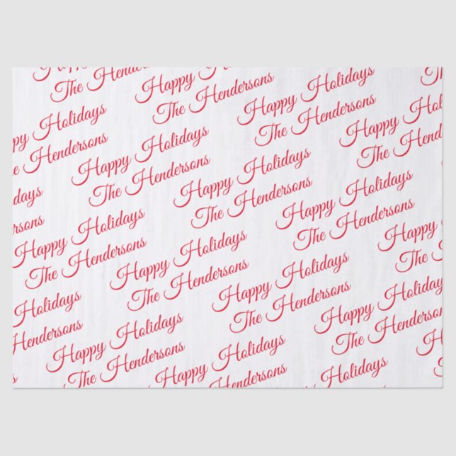 Personalized Happy Holidays Tissue Paper (Front)