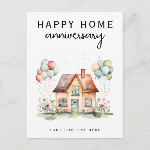 Personalized Happy Home Anniversary Real Estate Postcard