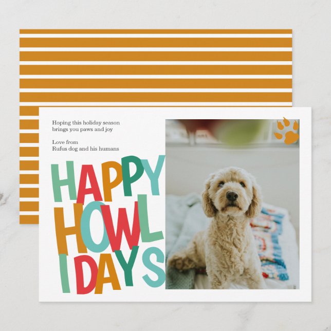 Personalized Happy Howlidays Dog Christmas Holiday Card (Front/Back)
