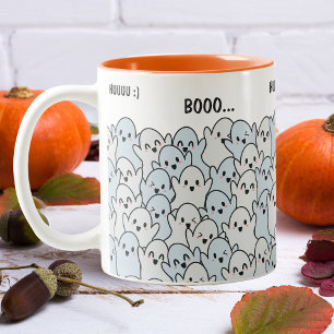 Personalized Happy Hungry Ghosts Pattern Halloween Two-Tone Coffee Mug