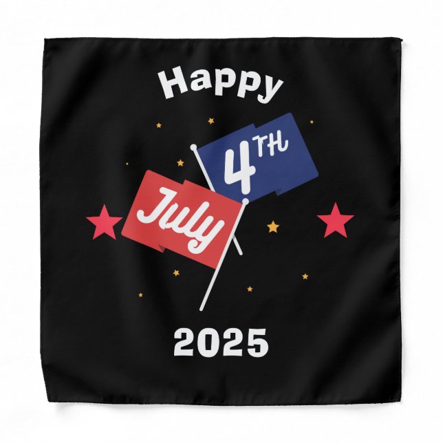 Personalized "Happy July 4th 2025" Bandana  (Front)