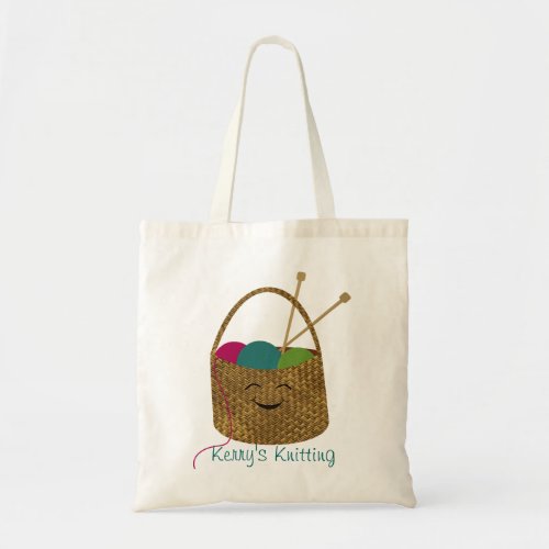 Personalized Happy Knitters Basket Bag