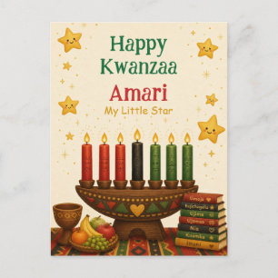 Personalized Happy Kwanzaa My Little Star Kids Holiday Postcard