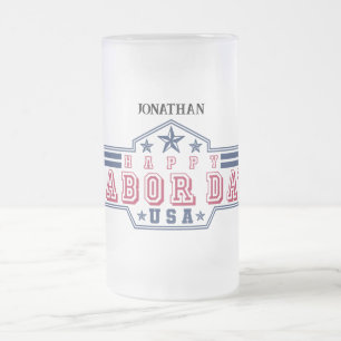 Personalized Happy Labor Day Frosted Glass Beer Mug