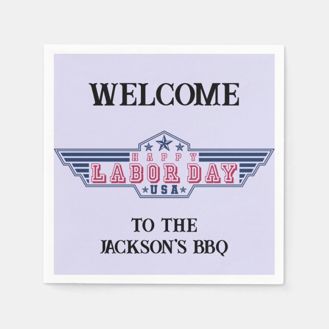 Personalized Happy Labor Day Napkins (Front)