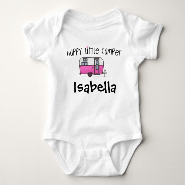 Personalized Happy Little Camper Baby Bodysuit (Front)