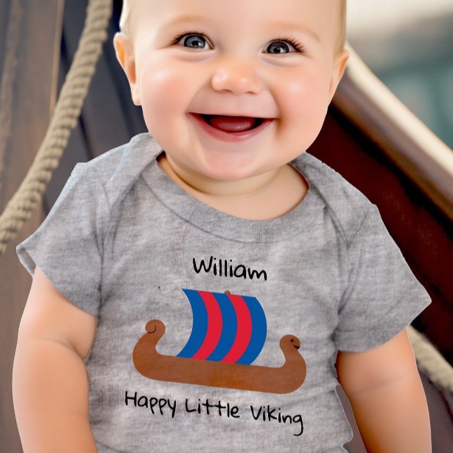Personalized Happy Little Viking Baby Bodysuit (Creator Uploaded)