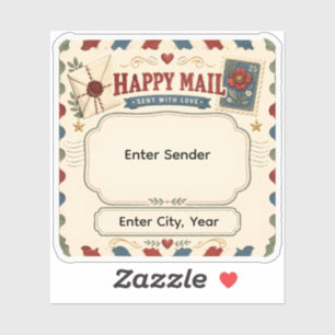Personalized Happy Mail Pen Pal Envelope Seal Cust Sticker