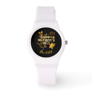 Personalized Happy Mother’s Day Gold Floral gift   Watch