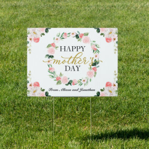 Personalized Happy Mother's Day Blush Floral Sign