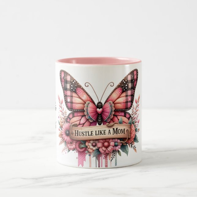 Personalized Happy Mother's Day Butterfly Two-Tone Coffee Mug (Center)