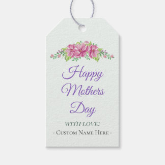 Personalized Happy Mothers Day Flower Gift Tags