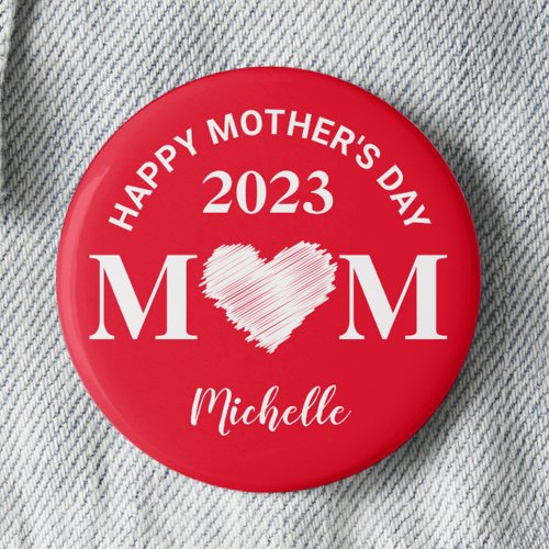 Personalized Happy Mothers Day Pin Red