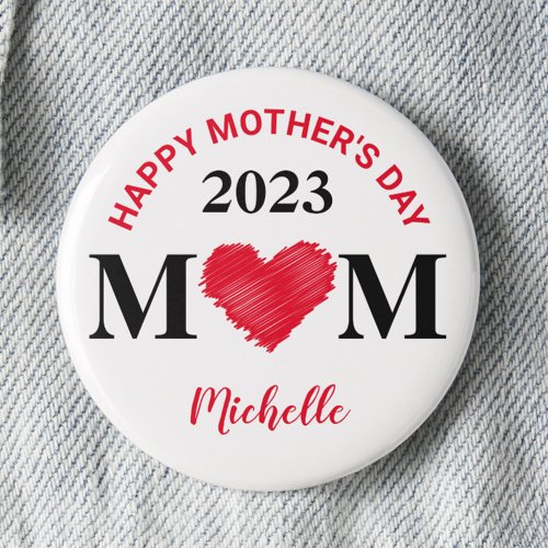 Personalized Happy Mothers Day Pin Red