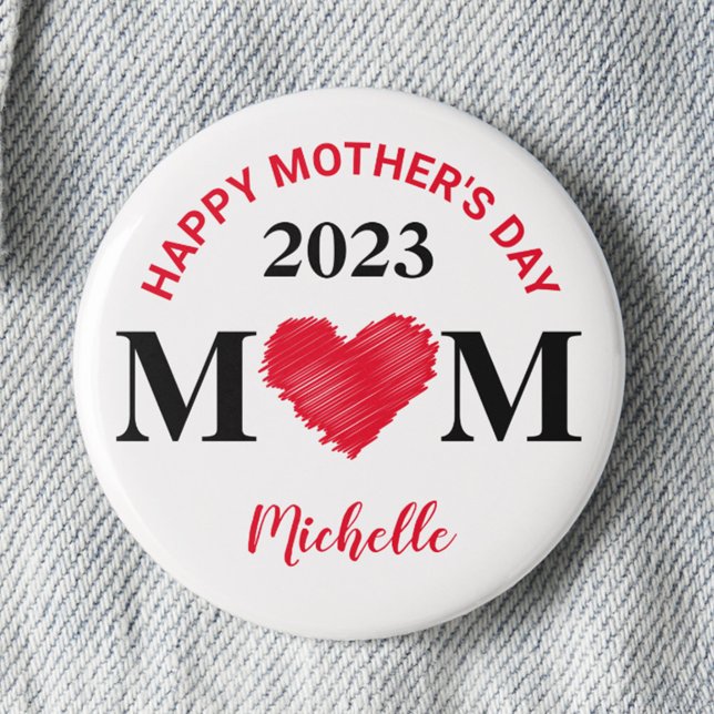 Personalized Happy Mother's Day Pin (Red) (Creator Uploaded)