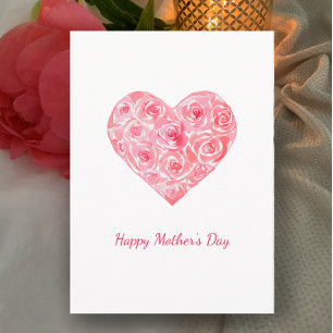Personalized Happy Mother's Day Watercolor Roses Holiday Card
