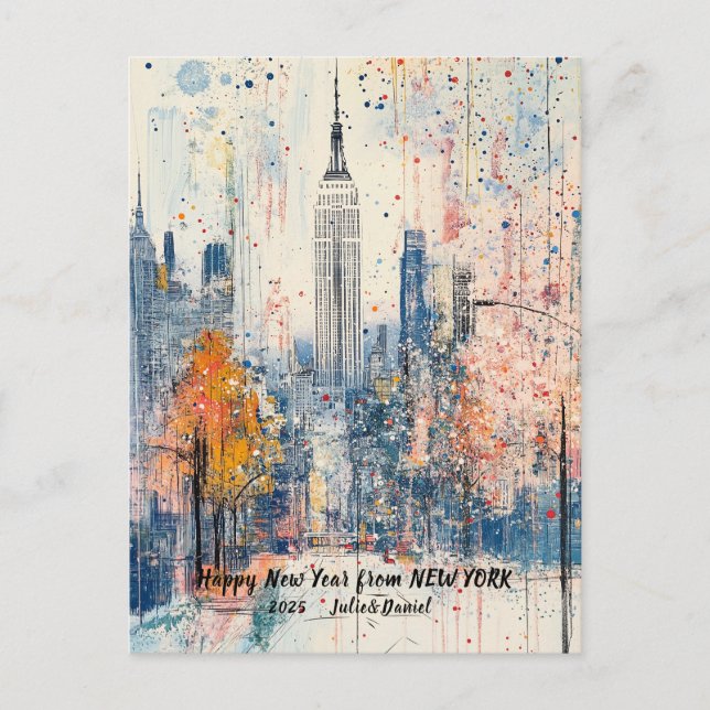 Personalized Happy New Year 2025 Manhattan card (Front)