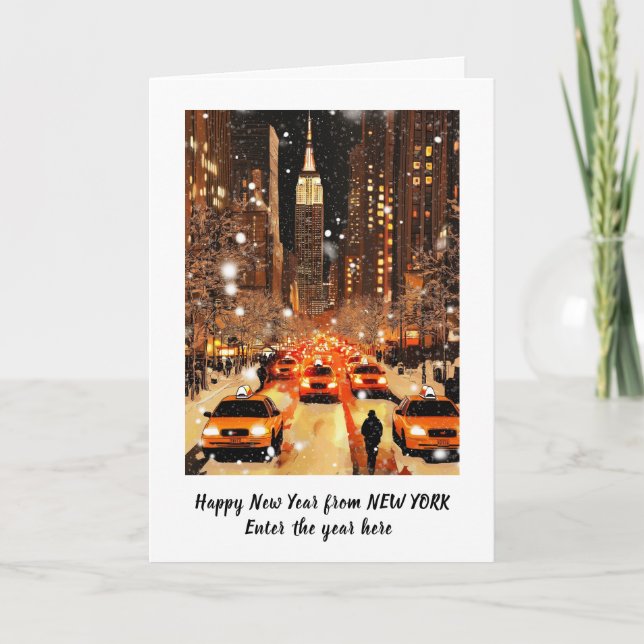 Personalized Happy New Year 2025 New York card (Front)