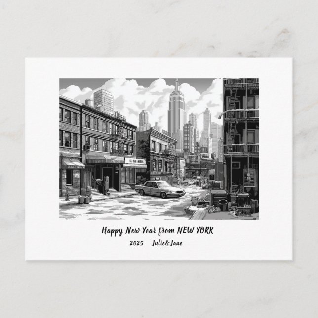 Personalized Happy New Year 2025 New York Holiday Postcard (Front)