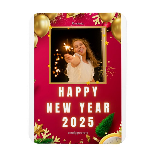 Personalized Happy New Year 2025 Photo Card Magnet (Vertical)