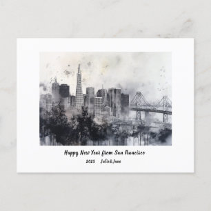 Personalized Happy New Year 2025 San Francisco Holiday Postcard