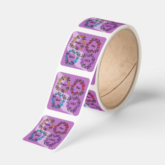 PERSONALIZED HAPPY NEW YEAR 20XX & FLOWERS WREATHS SQUARE STICKER