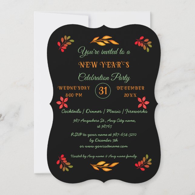 PERSONALIZED HAPPY NEW YEAR 20XX  INVITATION (Back)