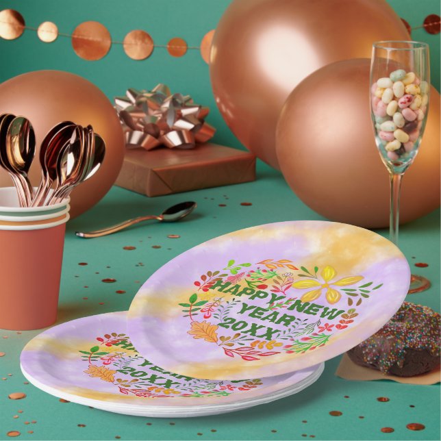 PERSONALIZED HAPPY NEW YEAR 20XX PAPER PLATES (Multi)