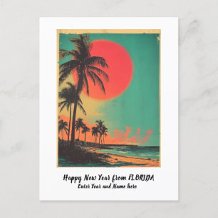 Personalized Happy New Year Florida Miami Vintage  Holiday Postcard