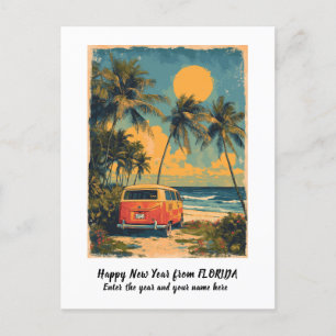 Personalized Happy New Year Florida Palm Tree Holiday Postcard