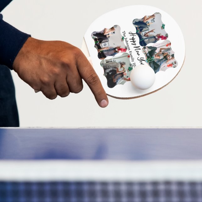 Personalized Happy New Year Script 4 collage photo Ping Pong Paddle (Insitu)