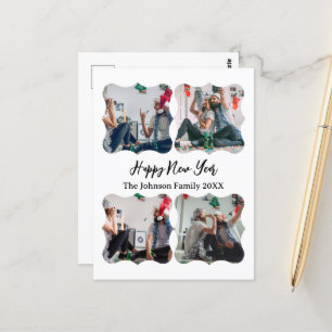 Personalized Happy New Year Script 4 collage photo Postcard