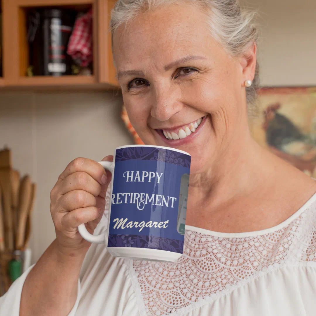 Personalized Happy Nurse Retirement Gifts Blue Coffee Mug (Creator Uploaded)