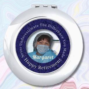 Personalized Happy Nurse Retirement Gifts Blue Compact Mirror