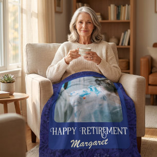 Personalized Happy Nurse Retirement Gifts Blue Fleece Blanket
