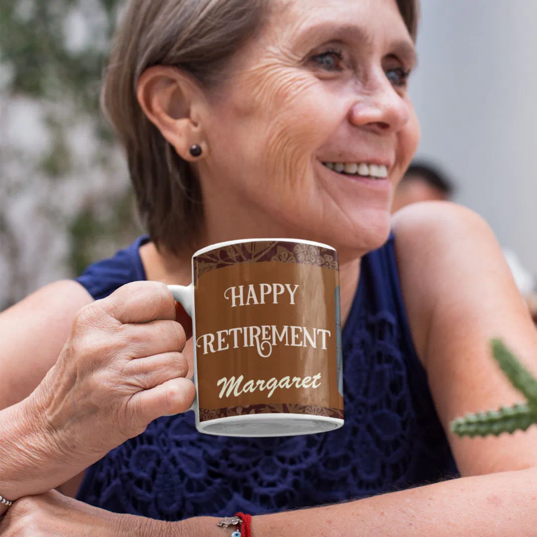 Personalized Happy Nurse Retirement Gifts Brown Coffee Mug (Creator Uploaded)