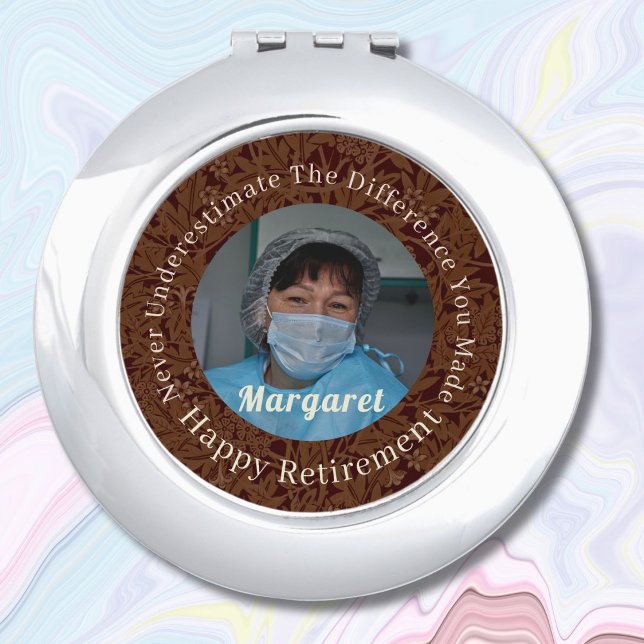 Personalized Happy Nurse Retirement Gifts Brown Compact Mirror (Creator Uploaded)