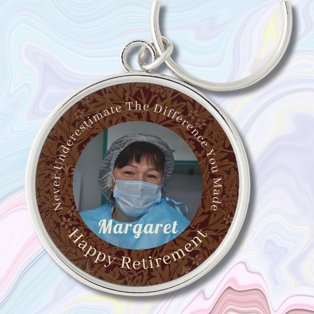 Personalized Happy Nurse Retirement Gifts Brown Keychain (Creator Uploaded)