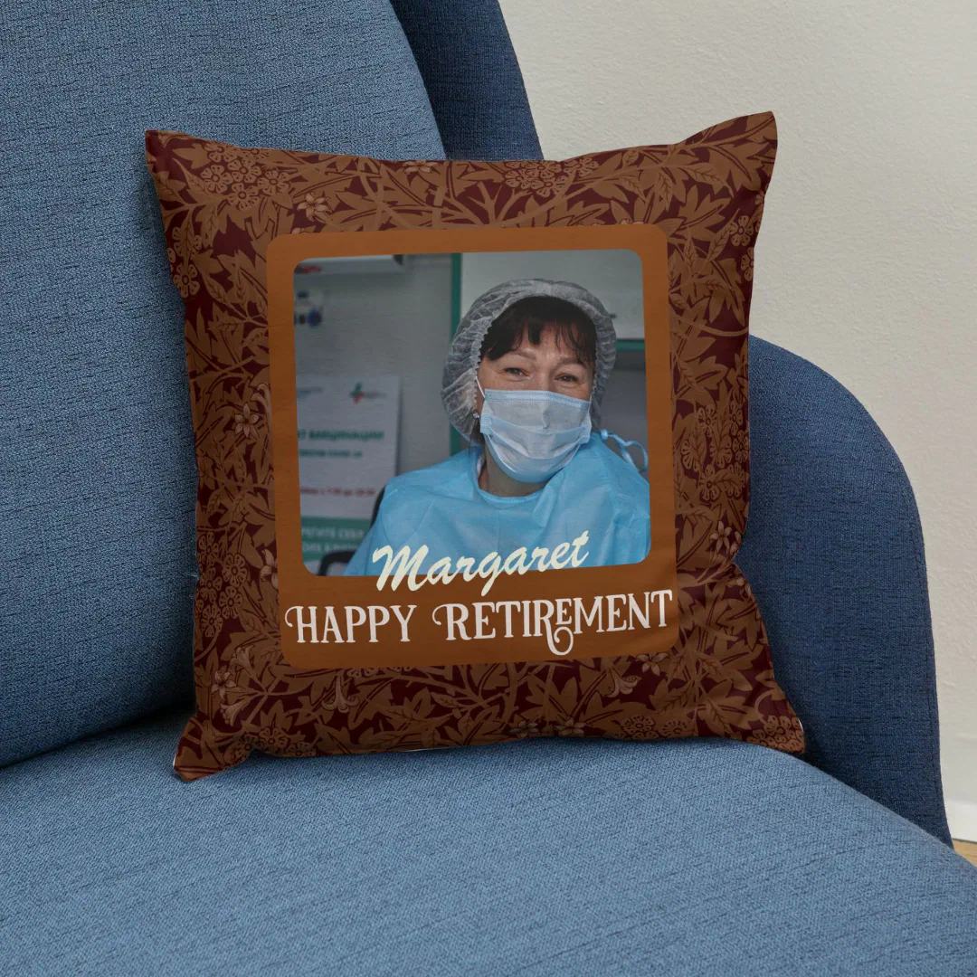 Personalized Happy Nurse Retirement Gifts Brown Throw Pillow (Creator Uploaded)