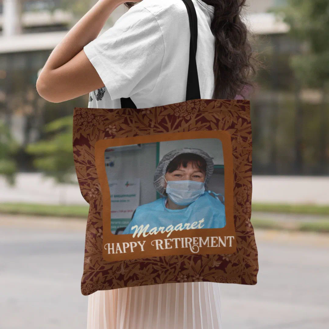 Personalized Happy Nurse Retirement Gifts Brown Tote Bag (Creator Uploaded)