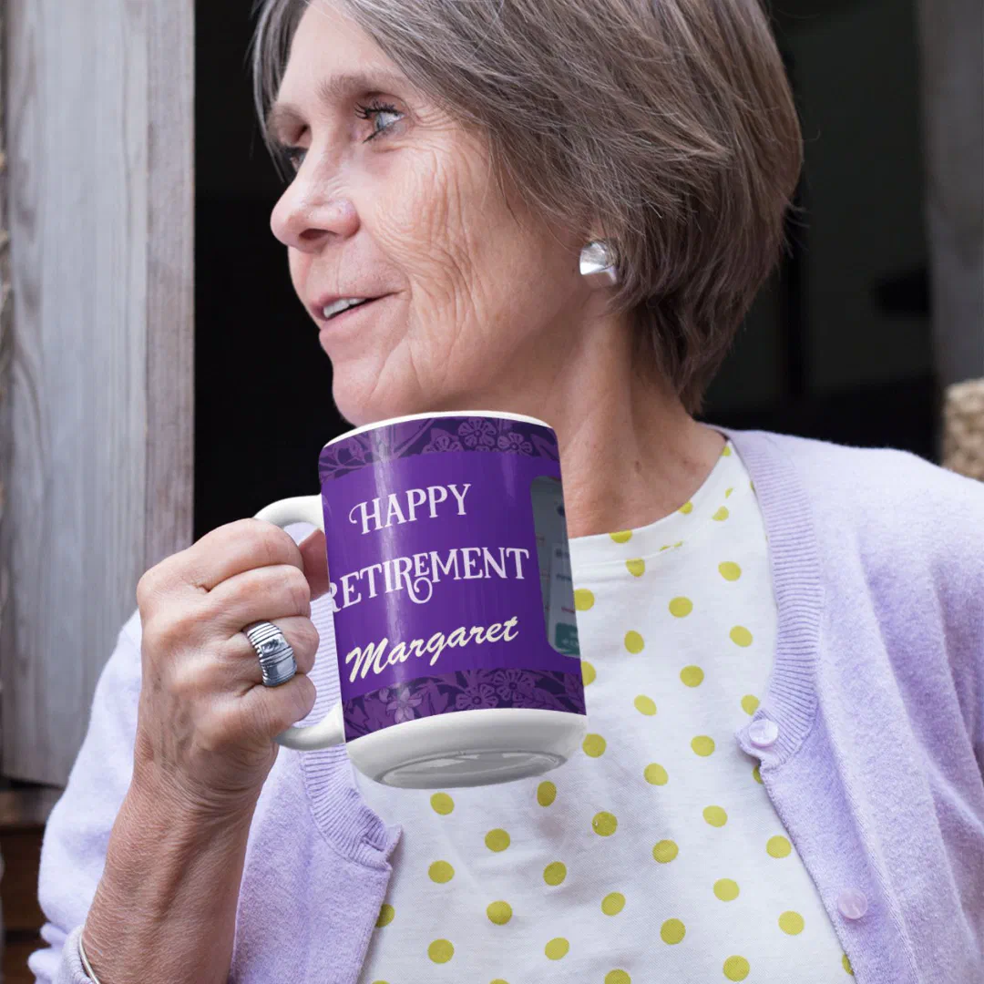 Personalized Happy Nurse Retirement Gifts Violet Coffee Mug (Nurse Retirement Gifts)