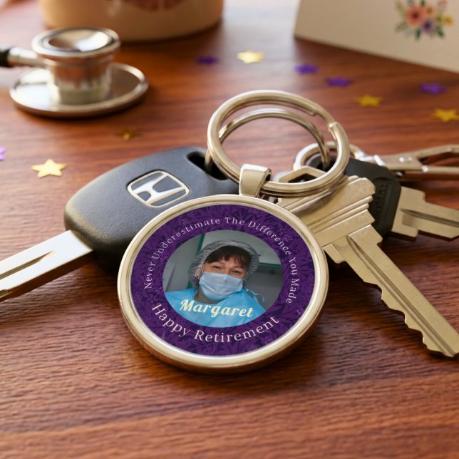Personalized Happy Nurse Retirement Gifts Violet Keychain (Personalized Happy Nurse Retirement Gifts Violet Keychain)