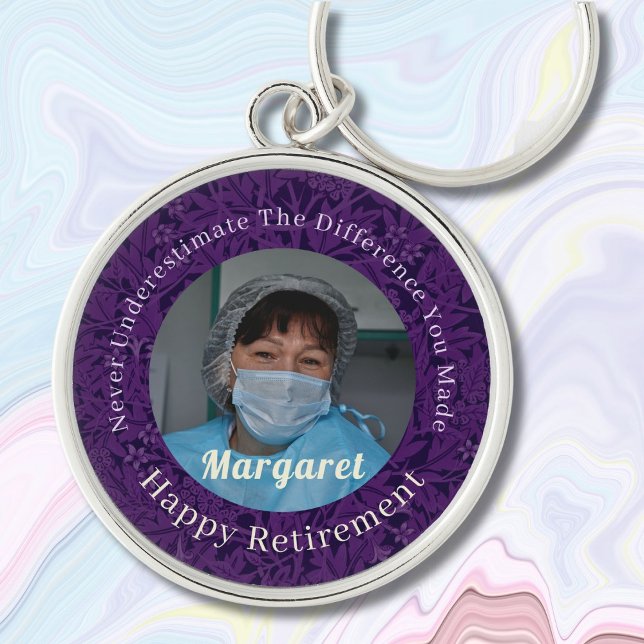 Personalized Happy Nurse Retirement Gifts Violet Keychain (Nurse Retirement Gifts)