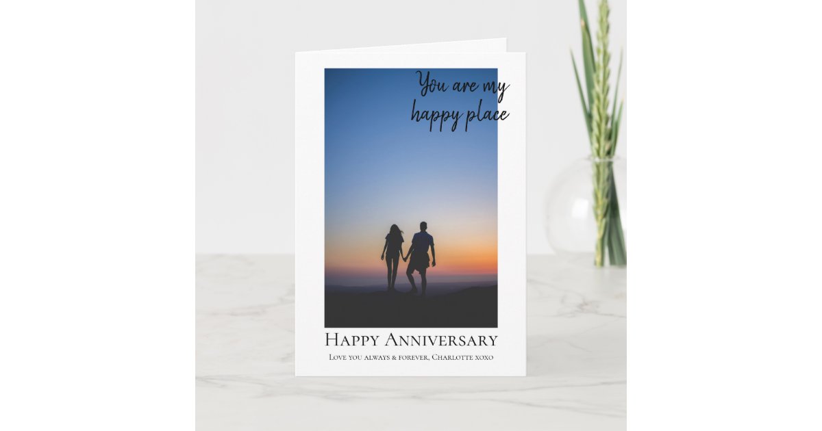 Personalized Happy Place Photo Wedding Anniversary Holiday Card Zazzle